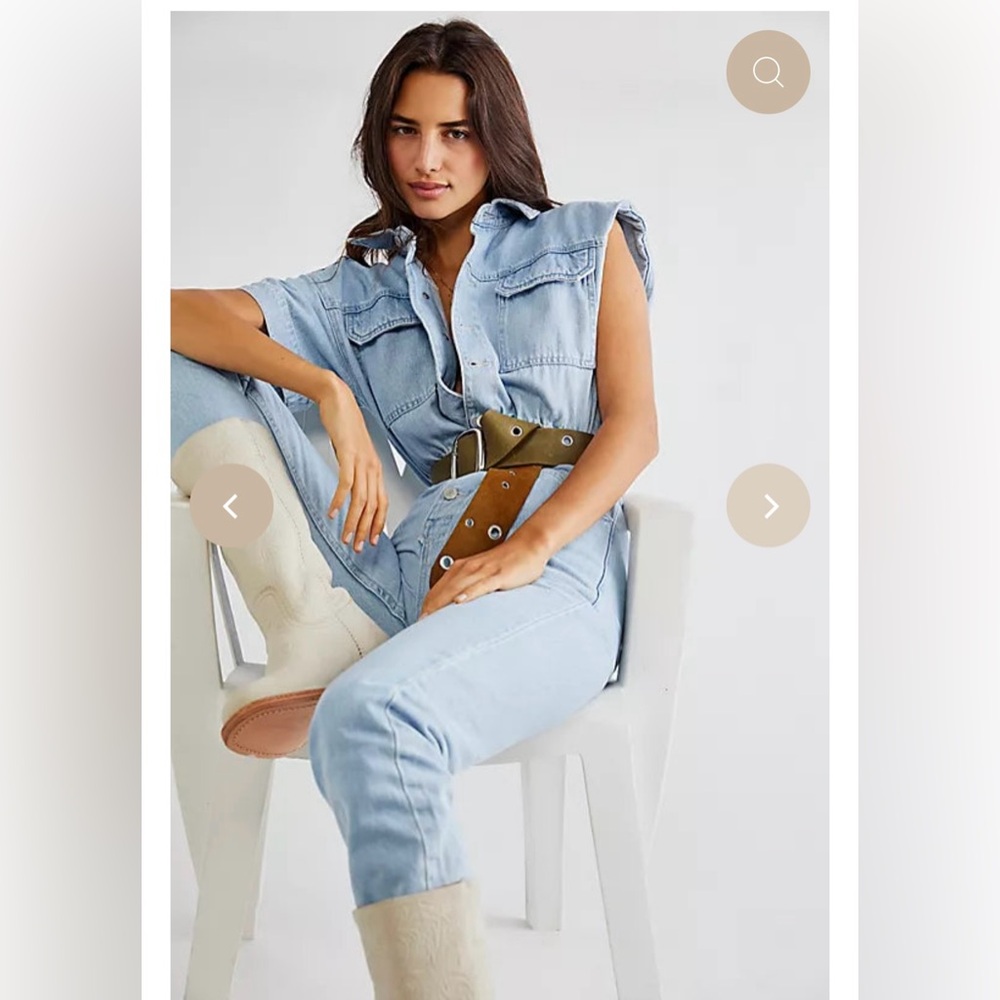 Free People Marci Coverall Jumpsuit in Blue Sky (light blue denim)